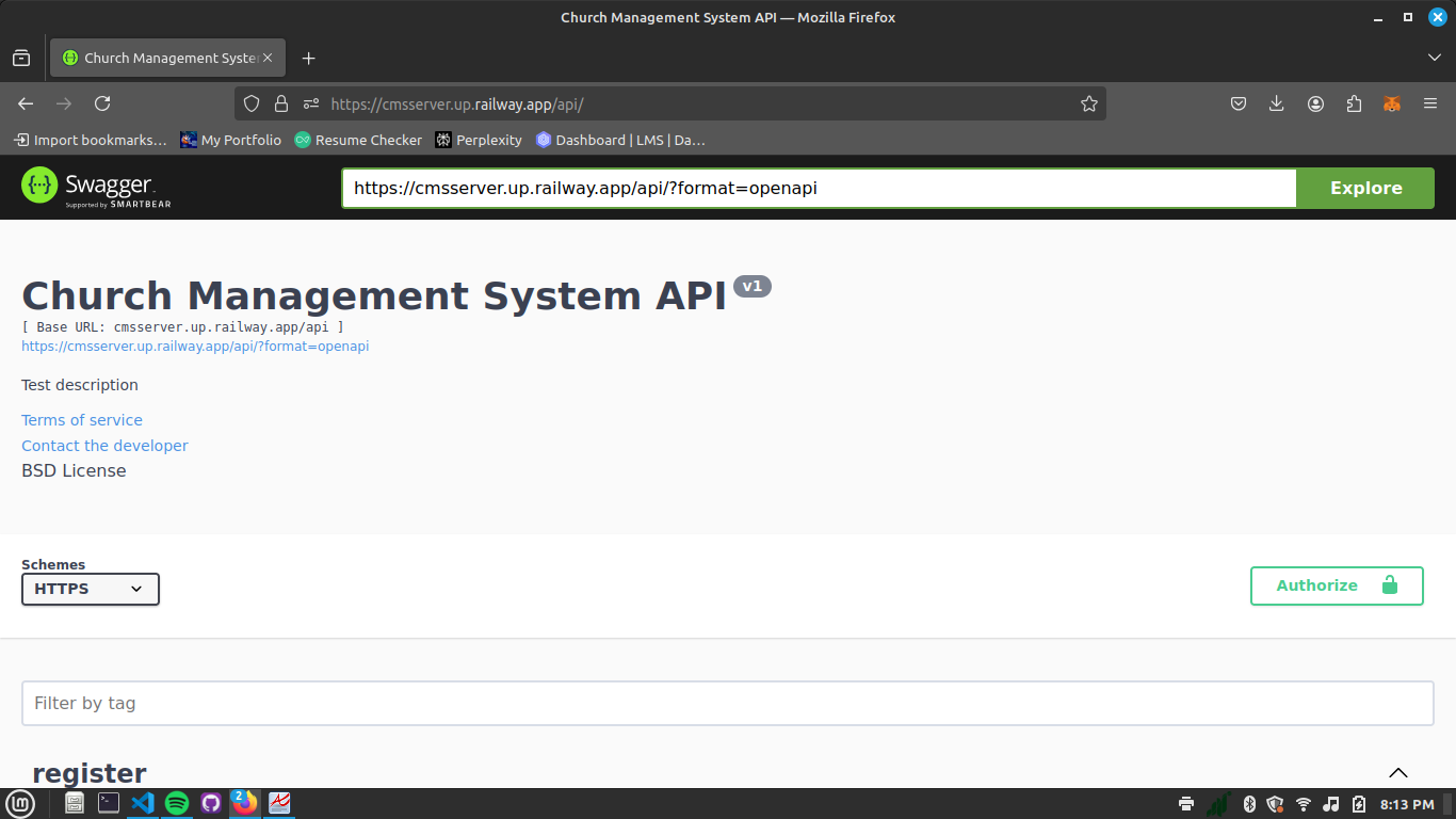 Screenshot of Church Management System API